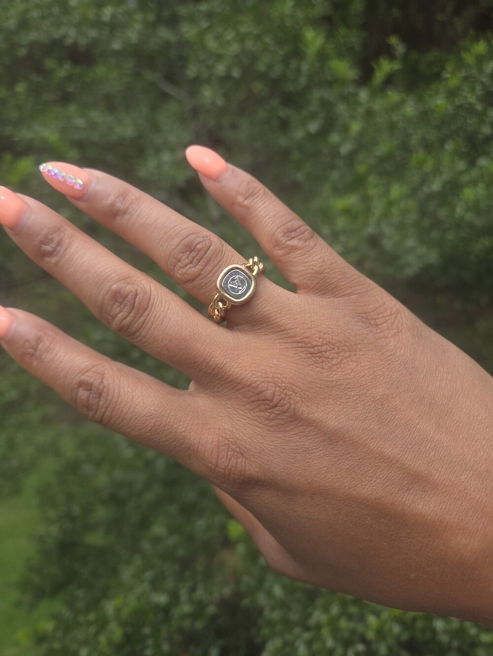 Louis Vuitton Gold Chain Signet Ring